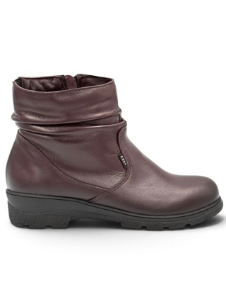 Botki zimowe damskie Axel Comfort 4453 rubin, skórzane, tęgość poszerzona H