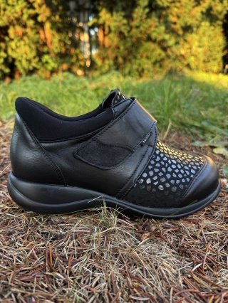 Buty na opuchnięte stopy damskie Kosela 9005 czarne + stretch5, tęgość K-M-N