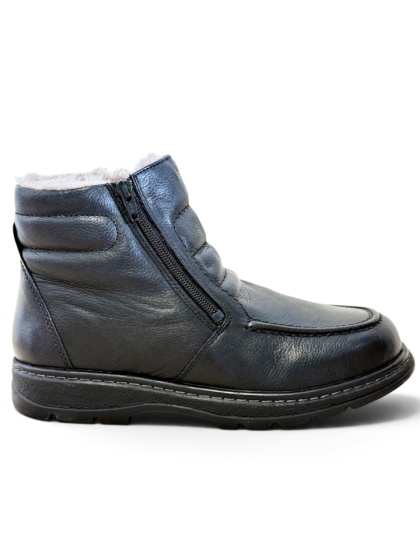 Buty zimowe męskie Solidus 82115-00736 czarne Natura Stiefel, futro merynosa, tęgość K