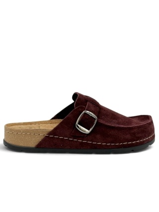 Damskie klapki Scholl Bora Moccasin MF031715 1014 bordowe, szerokie tęgość H