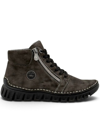 Jesienne buty damskie Rieker 57502-45 szare, tęgość G