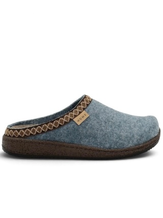 Papcie damskie Befado 155D180 niebieskie, szerokie, filcowe, tęgość K
