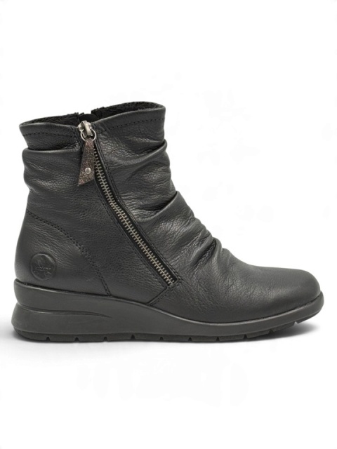 Rieker L4864-00 czarne skórzane botki damskie, tęgość G
