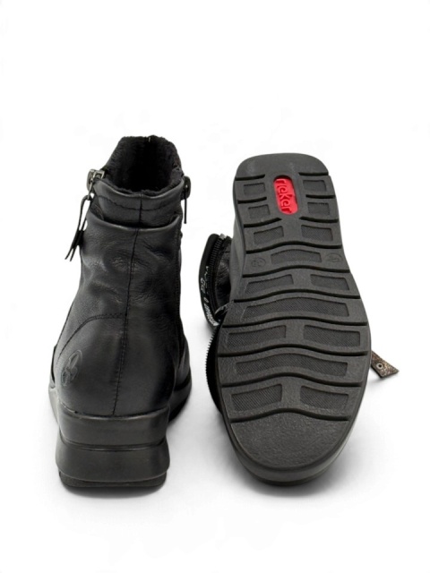 Rieker L4864-00 czarne skórzane botki damskie, tęgość G
