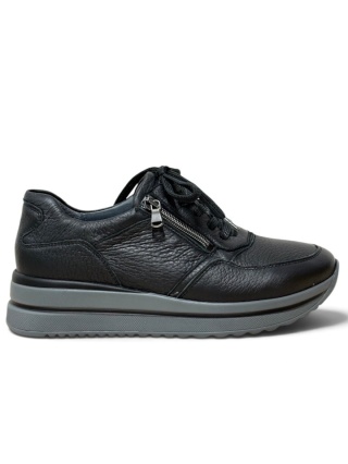 Waldlaufer K-Luana Hirsch 669002 199 001 czarne skórzane sneakersy damskie, tęgość K