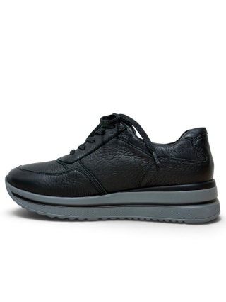 Waldlaufer K-Luana Hirsch 669002 199 001 czarne skórzane sneakersy damskie, tęgość K