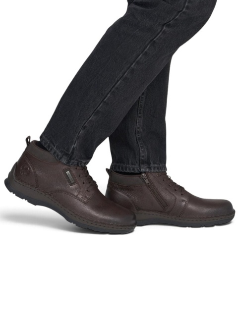 Buty męskie Rieker 05309-25 brązowe zimowe, regulowana tęgość G-H, membrana