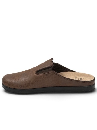 Męskie pantofle Scholl Elio Elastic MF01543 1019 brązowe, poszerzana tęgość H