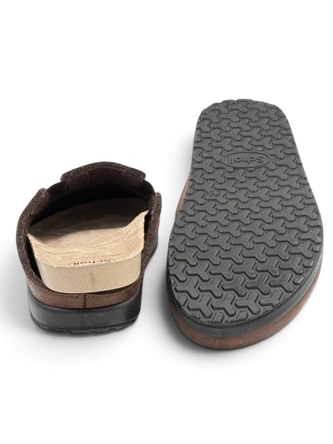 Męskie pantofle Scholl Elio Elastic MF01543 1019 brązowe, poszerzana tęgość H
