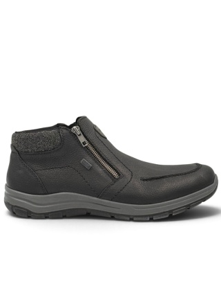 Obuwie męskie Rieker 03660-00 czarne szerokie buty nad kostkę, tęgość H, membrana