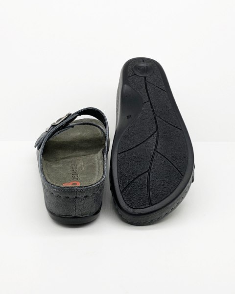 Berkemann Luneburg 00742-638 antracyt - zdrowotne klapki damskie na niskim koturnie