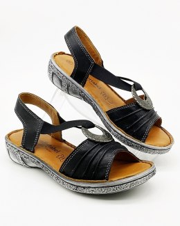 710034 1-schwarz Comfortabel wygodne skórzane sandały damskie
