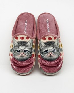 Kolorowe pantofle domowe Grunland Faye CI2429-B5 rosa kotek różowy