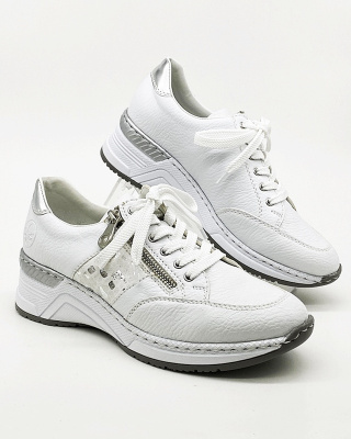 N4322-80 Rieker sportowe półbuty na koturnie, na wąskie stopy