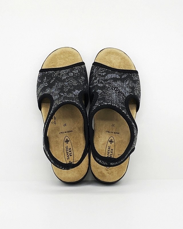 Sanital Flex 8056.17 black/silver, lekkie sandały na upały, rozciągliwa cholewka