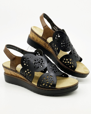 V38F7-00 Rieker damskie sandały na koturnie