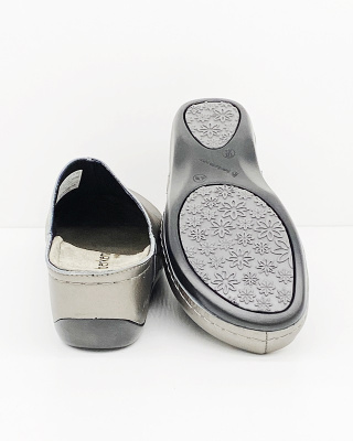 Wyprzedaż Berkemann Jada 01753-607 metallgrau zdrowotne klapki na koturnie