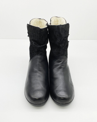 X2474-00 buty Rieker, skórzane botki na koturnie, tęgość G