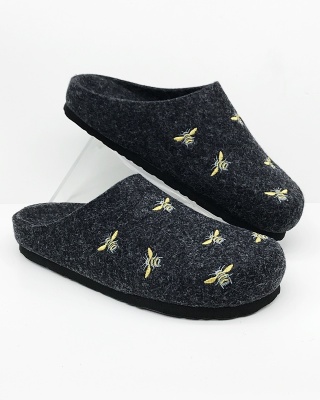 Dr Brinkmann 320029-09 szare, pszczółki, tęgość G1/2 kapcie zdrowotne damskie