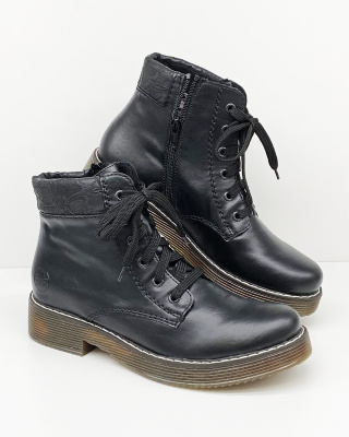 70009-00 buty Rieker, wygodne damskie glany, tęgość regulowana F-G