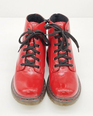 76240-33 buty Rieker, czerwone trzewiki damskie, tęgość F-G