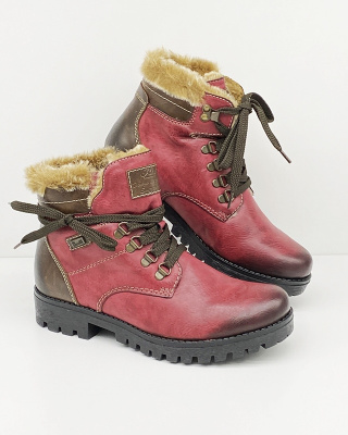 Trapery Rieker 785D1-35 bordowe, tęgość F-G, membrana