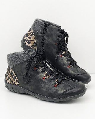 L6513-03 buty Rieker trzewiki damskie z ekoskóry, tęgość F