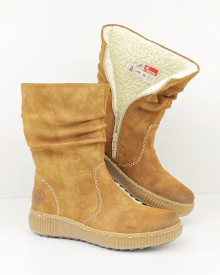 Z6651-24 buty Rieker, jasnobrązowe botki, tęgość F1/2