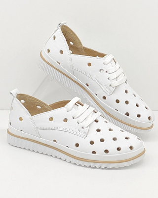 Ażurowe skórzane półbuty Loretta Vitale 564, tęgość cholewki F-G-H