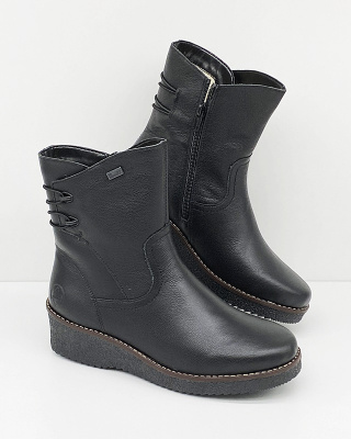 Damskie botki na koturnie Rieker Y4662-00, tęgość F 1/2, membrana