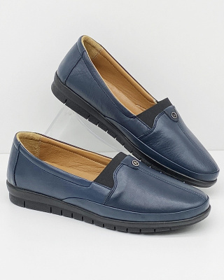 Skórzane mokasyny damskie Loretta Vitale RNY-840 blue, tęgość G