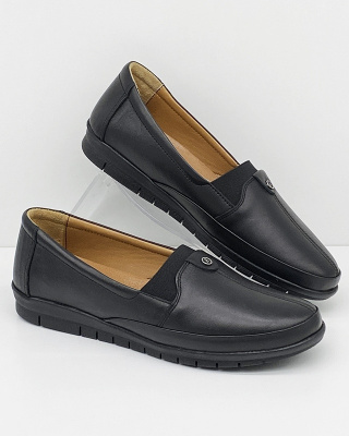 Mokasyny damskie skórzane Loretta Vitale RYN-840 black, tęgość G1/2