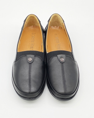 Mokasyny damskie skórzane Loretta Vitale RYN-840 black, tęgość G1/2
