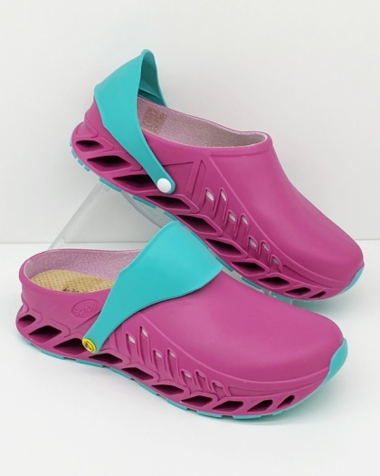 Buty medyczne damskie Scholl Evoflex Clog F29378 2296 fuchsia, ESD, szerokie, tęgość H