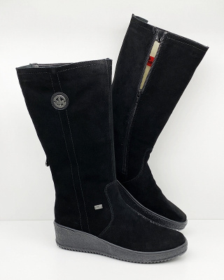 Skórzane damskie kozaki Rieker Y4470-00 , tęgość F1/2, membrana