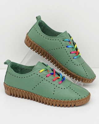 Skórzane letnie półbuty Loretta Vitale 5011 green, tęgość F-G