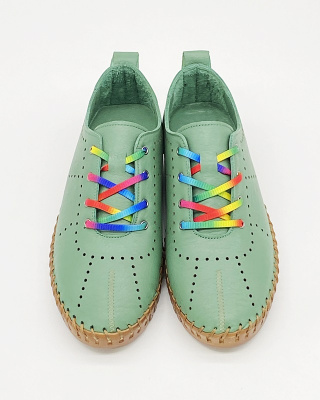 Skórzane letnie półbuty Loretta Vitale 5011 green, tęgość F-G