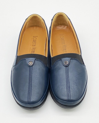 Skórzane mokasyny damskie Loretta Vitale RNY-840 blue, tęgość G