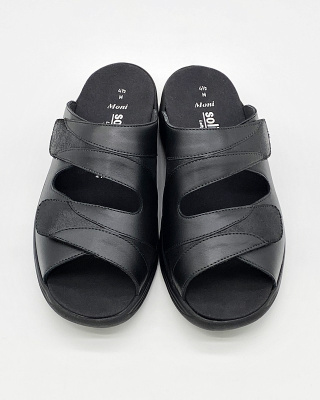 Solidus Moni 74022-00196 czarne klapki damskie szerokie, tęgość M