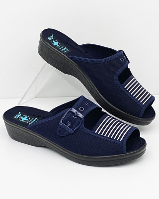 Adanex 0034 granatowe laczki damskie BIO+ Nature, regulacja tęgości w zakresie F-G-H