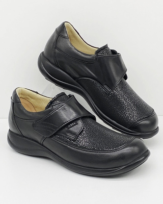 Zdrowotne buty Axel 1397 czarne półbuty damskie, poszerzana tęgość H