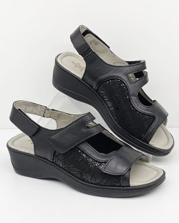 Buty Axel 2462 czarne sandały na szeroką stopę, regulowana tęgość H-J-K