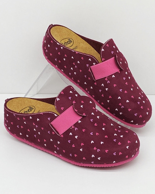 Damskie kapcie Scholl Lareth F30131 bordeaux, tęgość F 1/2