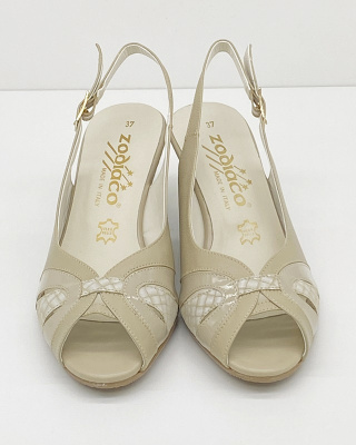 Eleganckie sandały na koturnie Zodiaco 9100 beige, tęgość F 1/2, wąskie stopy