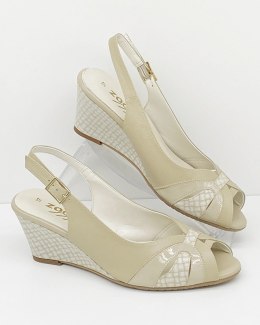 Eleganckie sandały na koturnie Zodiaco 9100 beige, tęgość F 1/2, wąskie stopy