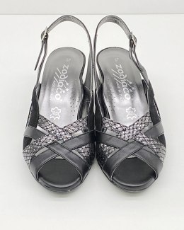 Eleganckie sandały na obcasie Zodiaco 4043 black, tęgość F, wąskie stopy