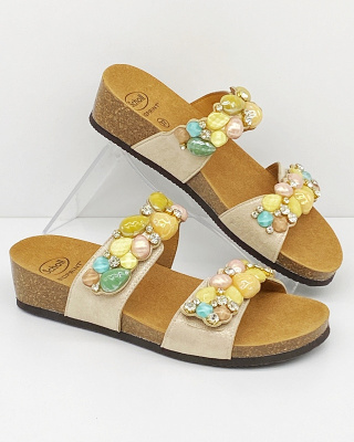 Klapki Scholla Palau 2 Straps F29878 1571 beżowe, tęgość F-G