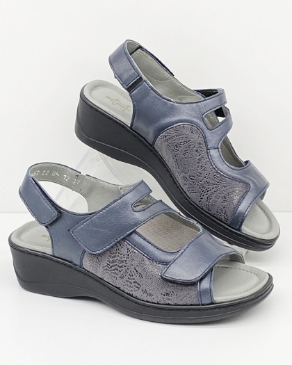 Axel 2462 granatowe sandały na fest stopy, regulacja H-J-K-M