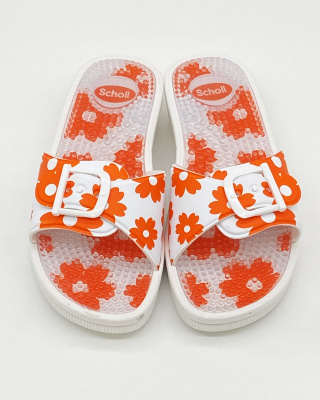 Scholl klapki New Massage Floral pomarańcz, tęgość G-H średnia