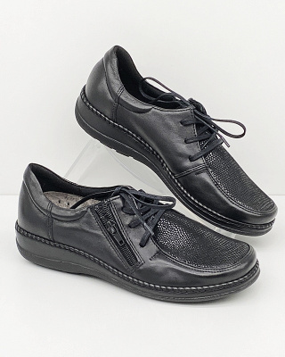 Buty Kosela Axel 1862 czarne stretch-14, szerokie damskie półbuty, tęgość H-K